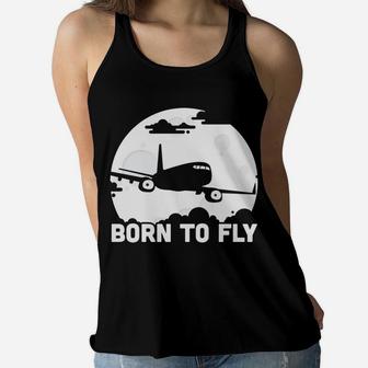 Born To Fly Pilot Flying Airplane Job Gift Women Flowy Tank | Seseable UK