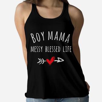 Boy Mama Boy Mama Messy Blessed Life Ladies Flowy Tank - Seseable