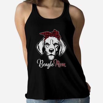 Buffalo Plaid Beagle Mom Dog Mother Ladies Flowy Tank - Seseable