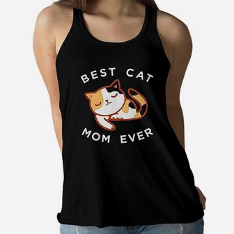 Calico Cat Mom Best Kitty Mother Ever Ladies Flowy Tank - Seseable