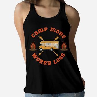 Camp More Worry Less Camping Truck Gift For Campers Women Flowy Tank - Seseable