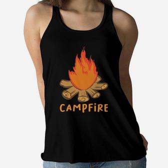 Campfire Wonderful Camping Hobby Campers Life Women Flowy Tank - Seseable