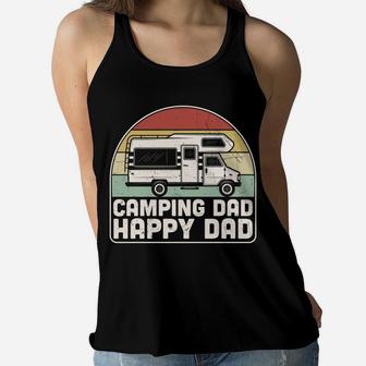Camping Dad Happy Dad Truck Vintage Gift For Father Women Flowy Tank - Seseable