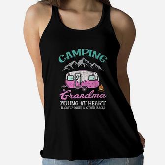Camping Grandma Young At Heart Mothers Day Gift Ladies Flowy Tank - Seseable