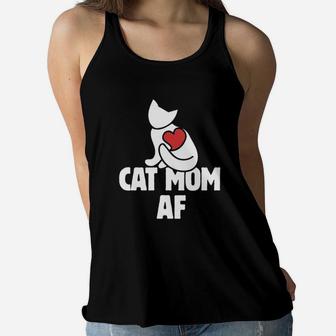 Cat Mom Af Funny Cat Persons Ladies Flowy Tank - Seseable
