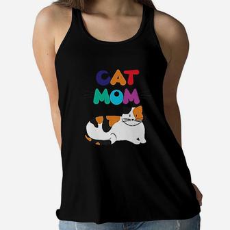Cat Mom Calico Cat Lover Ladies Flowy Tank - Seseable