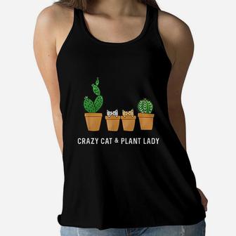 Catcus Cat Cactus Succulent Crazy Plant Mom Gift Ladies Flowy Tank - Seseable