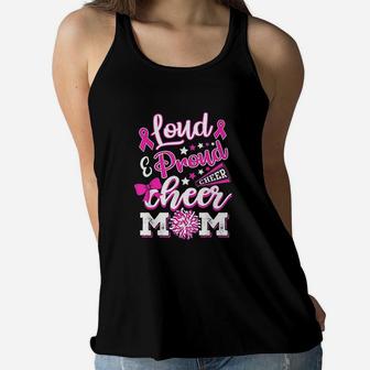 Cheer Mom Pink Month Loud Proud Cheerleading Ladies Flowy Tank - Seseable