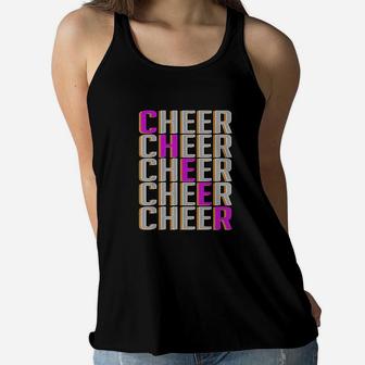 Cheer Pattern Cheerleader Cheer Mom Ladies Flowy Tank - Seseable