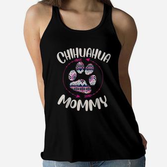 Chihuahua Mom Cute Paw Print Dog Owner Lover Ladies Flowy Tank - Seseable