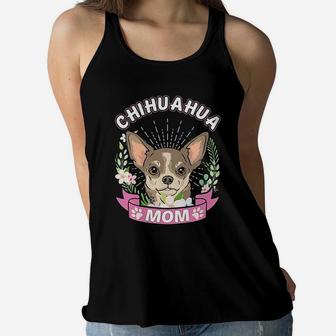 Chihuahua Mom Mothers Day birthday Ladies Flowy Tank - Seseable