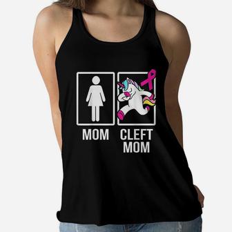 Cleft Palate Lip Mom Unicorn Cleft Strong Awareness Ladies Flowy Tank - Seseable