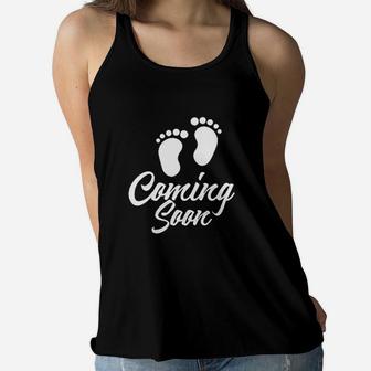 Coming Soon Baby Mothers Gift birthday Ladies Flowy Tank - Seseable