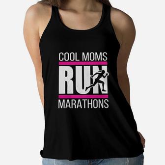 Cool Moms Run Marathons Ladies Flowy Tank - Seseable