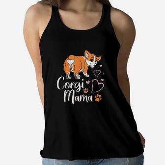 Corgi Mama Funny Corgi Dog Mom Ladies Flowy Tank - Seseable