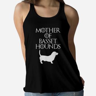 Cute And Unique White Mother Of Basset Hounds Ladies Flowy Tank - Seseable