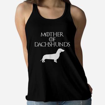 Cute And Unique White Mother Of Dachshunds Ladies Flowy Tank - Seseable