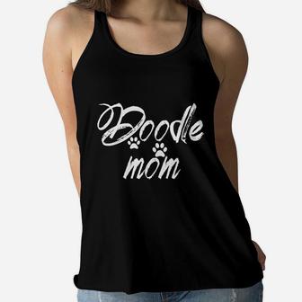 Cute Doodle Mom Mother Gift Golden Doodle Ladies Flowy Tank - Seseable