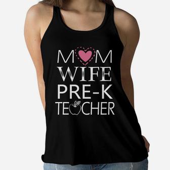 Cute Heart Mom Wife Prek Teacher Happy Mother Day Ladies Flowy Tank - Seseable