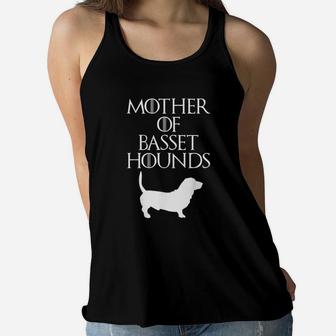 Cute Unique White Mother Of Basset Hounds Ladies Flowy Tank - Seseable