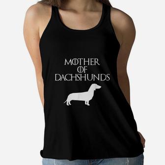 Cute Unique White Mother Of Dachshunds Ladies Flowy Tank - Seseable