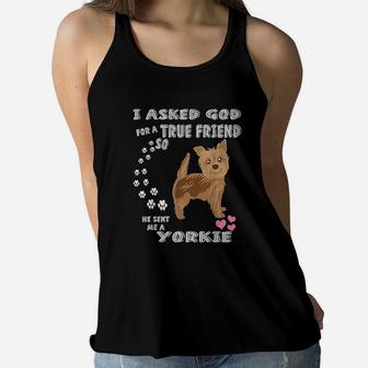 Cute Yorkie Gift For Yorkshire Terrier Dog Owner Yorkie Mom Ladies Flowy Tank - Seseable