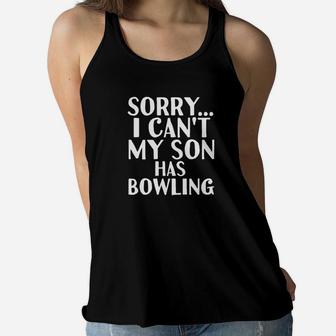 Dad Mom My Son Has Bowling Ladies Flowy Tank - Seseable