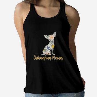 Daisy Print Chihuahua Mama For Dog And Flower Lovers Ladies Flowy Tank - Seseable