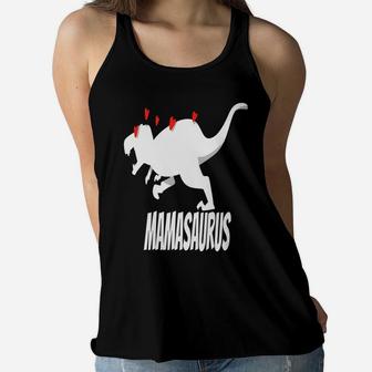 Dinosaur Mama Saurus, birthday gifts for mom, mother's day gifts, mom gifts Ladies Flowy Tank - Seseable