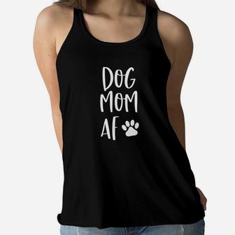 Dog Mom Af Shirt Dog Lover Gift Paw Prints On My Heart Ladies Flowy Tank - Seseable