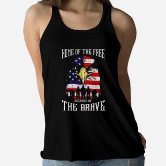 Eagle American Flag Military Veterans Patriotic Brave Ladies Flowy Tank - Seseable