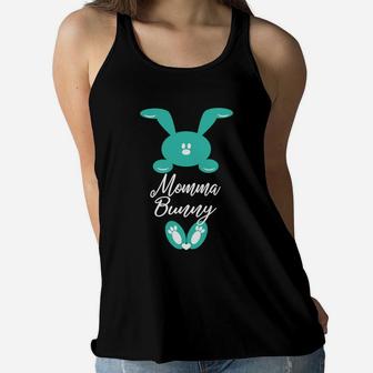 Easter For Womenfun Momma Bunny Rabbit Teal Ladies Flowy Tank - Seseable