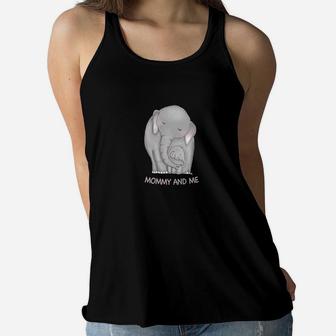Elephant Mom And Baby Mommy And Me Ladies Flowy Tank - Seseable