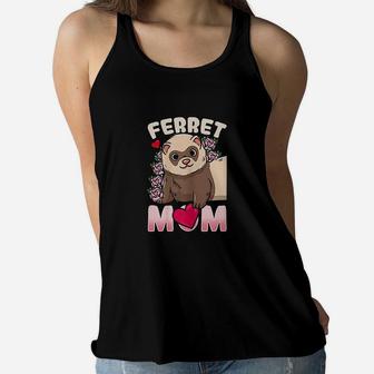 Ferret Mom Ferret Lovers And Owners Ladies Flowy Tank - Seseable