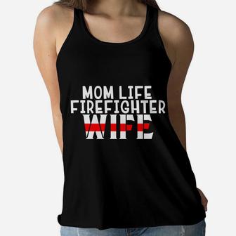 Firefighter Wife Thin Red Line Mothers Day Gif Ladies Flowy Tank - Seseable