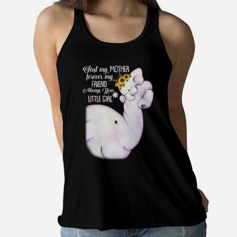 First My Mother Forever My Friend Always Your Little Girl Elephant Mom Black Ladies Flowy Tank - Seseable