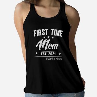 First Time Mom Est 2021 Ladies Flowy Tank - Seseable