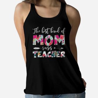Flower Teacher Mom Ladies Flowy Tank - Seseable