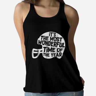 Football Mom Most Wonderful Time Of The Year Ladies Flowy Tank - Seseable