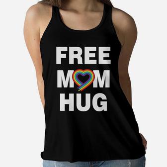 Free Mom Hug Gay Pride White Ladies Flowy Tank - Seseable