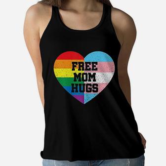 Free Mom Hugs Gay Pride Gift Transgender Rainbow Flag Ladies Flowy Tank - Seseable