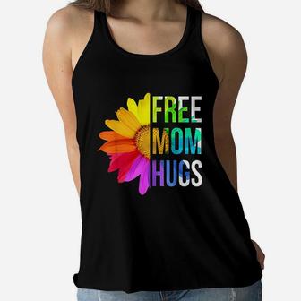 Free Mom Hugs Gay Pride Lgbt Daisy Rainbow Flower Hippie Ladies Flowy Tank - Seseable