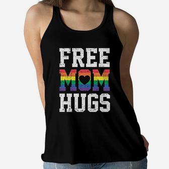 Free Mom Hugs Lgbt Rainbow Gay Pride Rainbow Gift Ladies Flowy Tank - Seseable