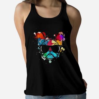 French Bulldog Water Color Frenchie Dog Mom Paint Ladies Flowy Tank - Seseable