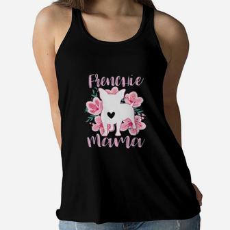 Frenchie Mama French Bulldog Pink Flowers Ladies Flowy Tank - Seseable