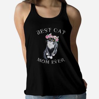 Funny Cat Mom Cat Lovers Mothers Day Ladies Flowy Tank - Seseable