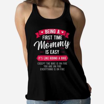 Funny First Time Mommy Is Easy Mom Gift Ladies Flowy Tank - Seseable