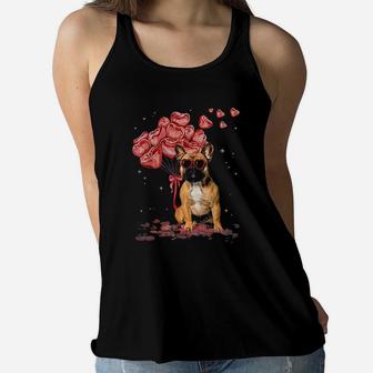 Funny French Bulldog Heart Valentines Day Dog Dad Mom Gift Ladies Flowy Tank - Seseable