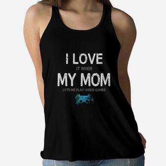 Funny Gamer Valentines Day I Love Mom Video Gaming Boys Ladies Flowy Tank - Seseable
