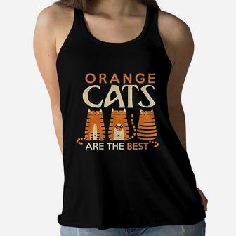 Funny Orange Cats Are The Best Cat Mom Ladies Flowy Tank - Seseable